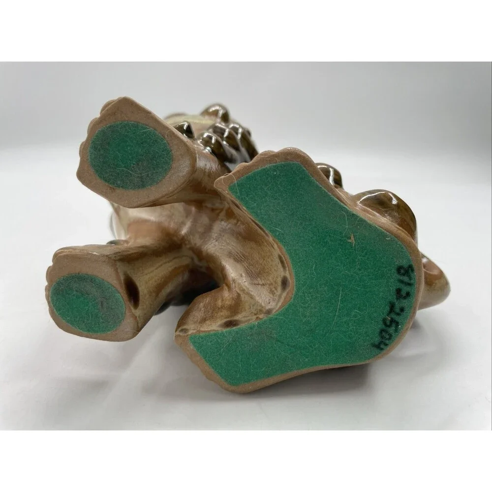 Pair 2 Andrea Sadek Brown Ceramic Asian Foo Dog Lion Figure Dragon Statue Japan